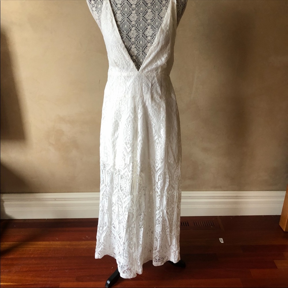 Mink pink White lace jumpsuit sz small